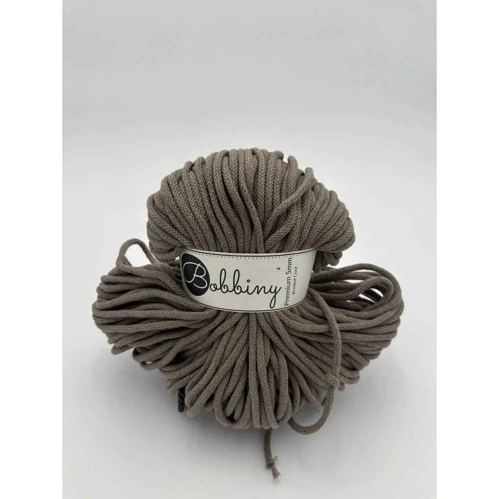 Bobbiny/5mm Premium Braided-Cotton Cord/100m/COFFEE/NEW